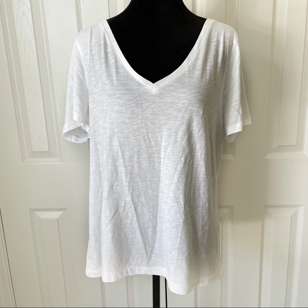 NWT J. CREW White Vintage Cotton V Neck Tee XXL